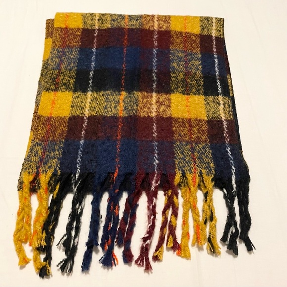 Plaid Fringe Scarf 78” x 19” - Picture 4 of 9